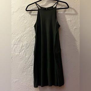 Green high neck sleeveless  tank swing dress